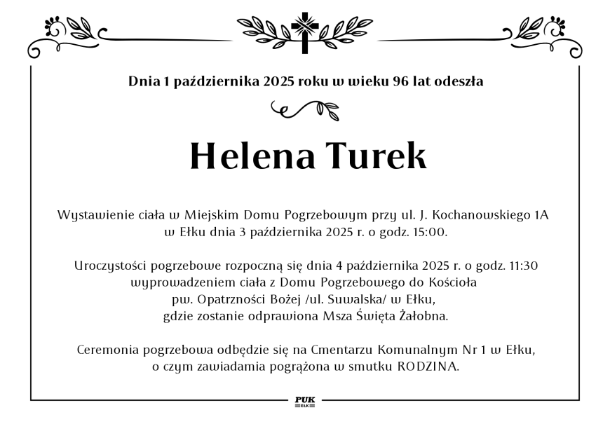 Helena Turek - nekrolog